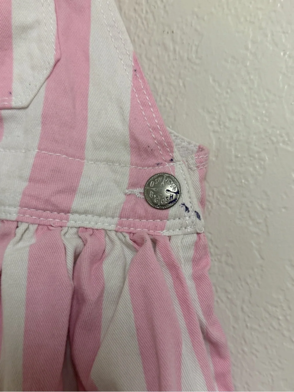 OshKosh B'gosh Pink and White Striped Overall Dress